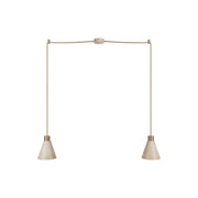Lampada a sospensione a 2 cadute con paralumi conici in legno - Bronzo satinato