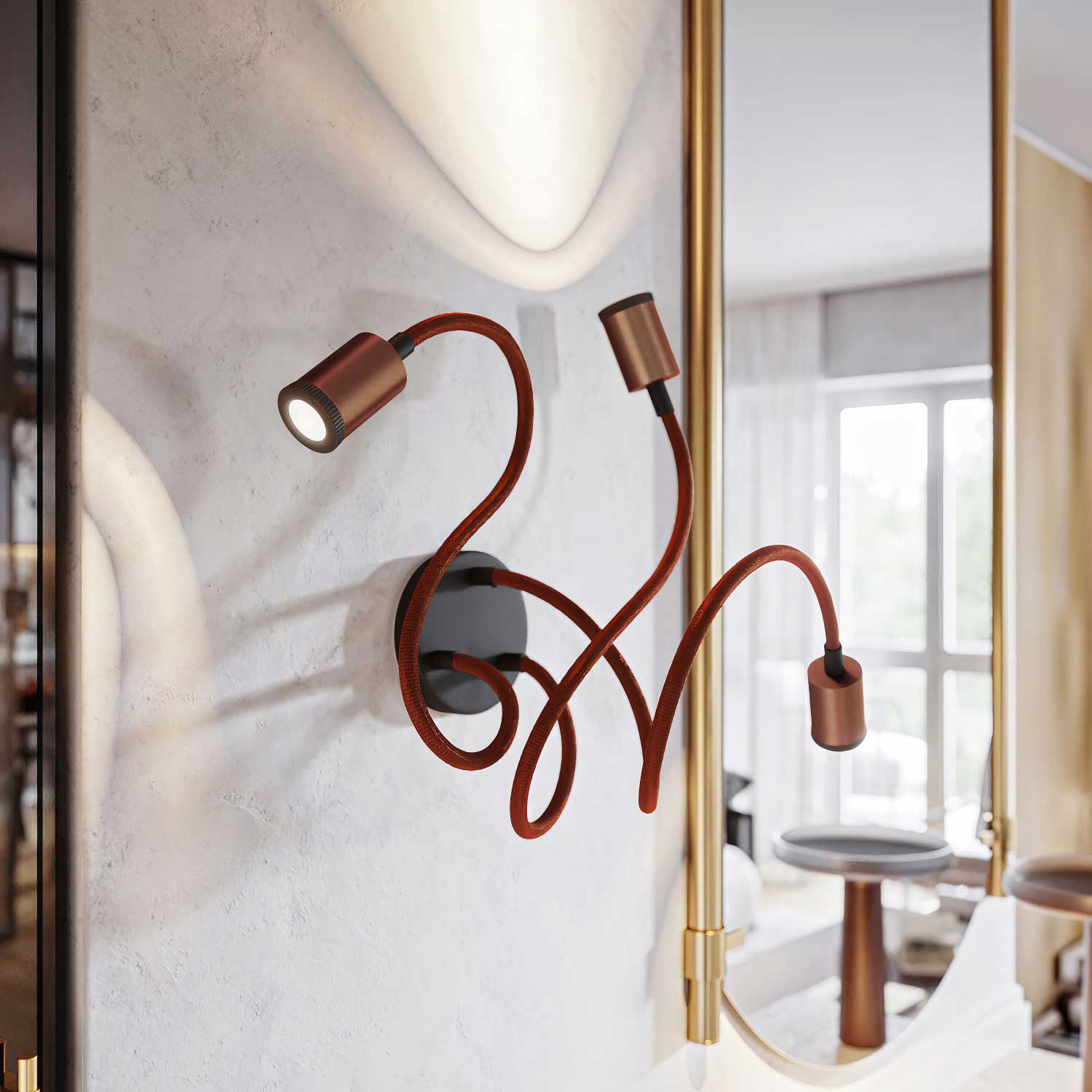 Lampada Mini faretto SPOTLIGHT GU1d0 Flex 60 da parete e soffitto - Rame satinato