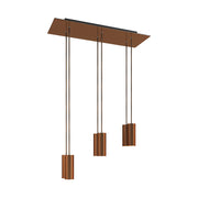 Lampada a sospensione a 6 cadute con XXL Rose-One rettangolare 675 mm con paralume in metallo Tub-E14 - Rame satinato