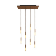 Lampada a sospensione a 8 cadute con XXL Rose-One rettangolare 675 mm con finiture in metallo - Rame satinato