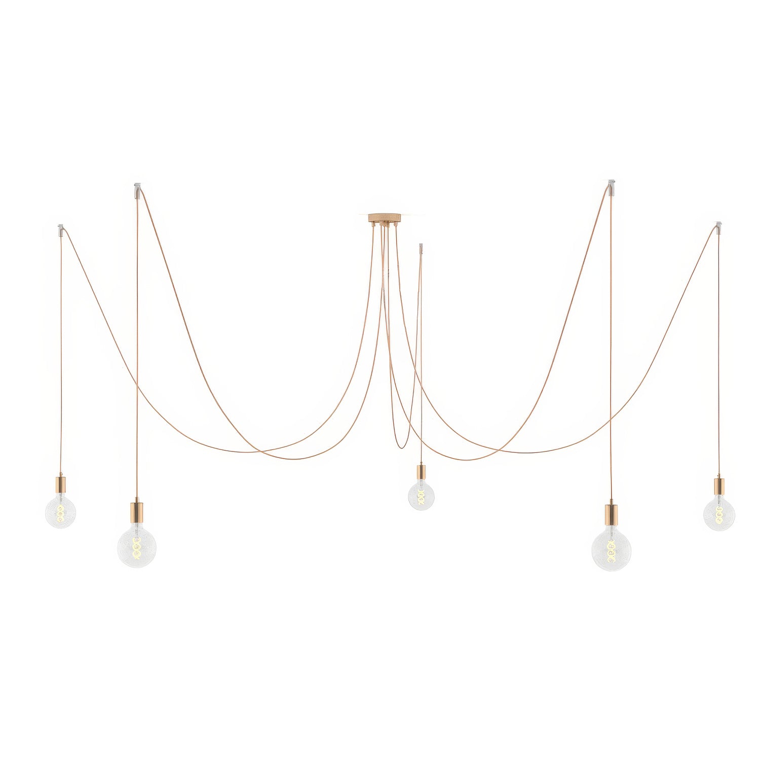Spider - Lampada a sospensione multipla a 5 cadute con finiture in metallo - Rame