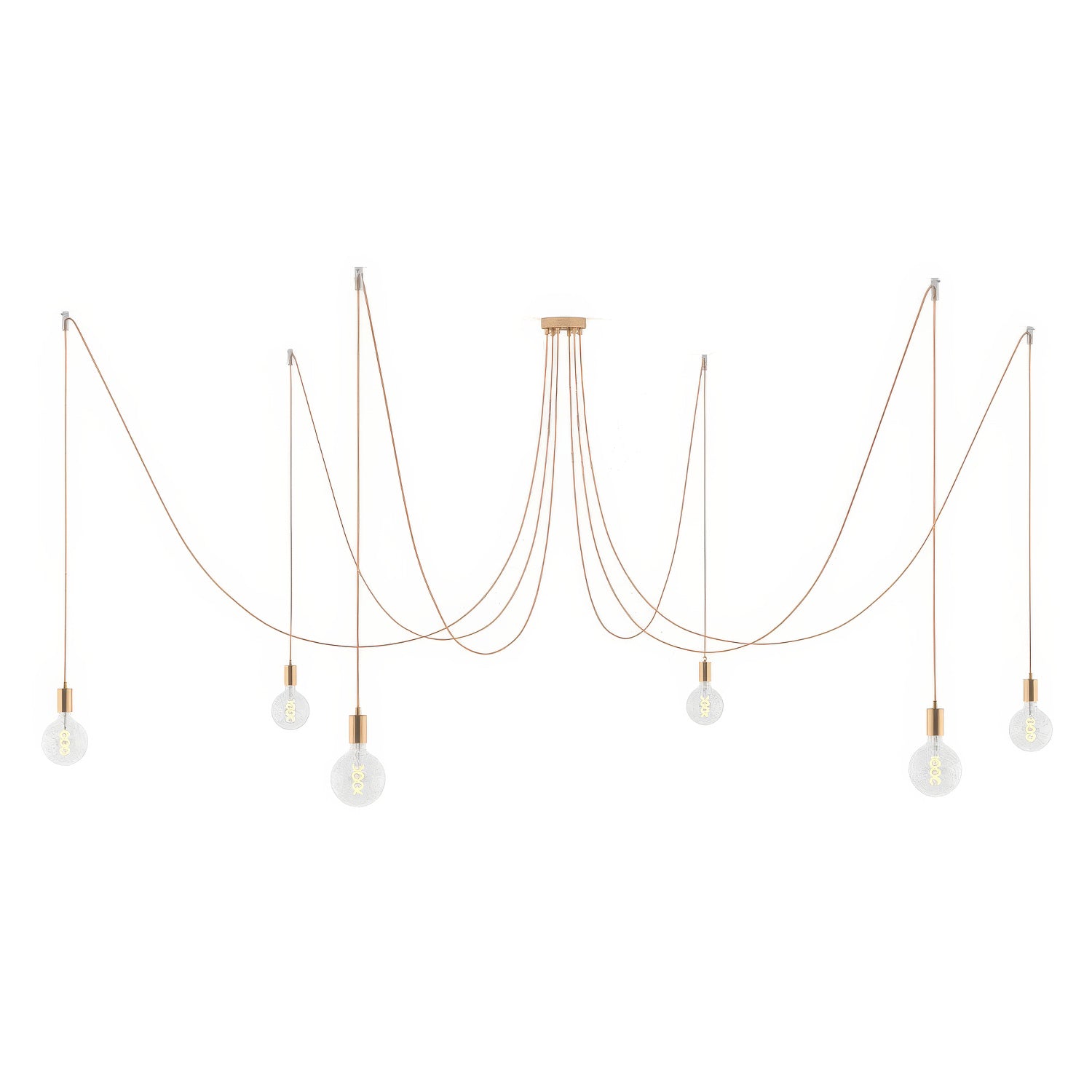 Spider - Lampada a sospensione multipla a 6 cadute con finiture in metallo - Rame