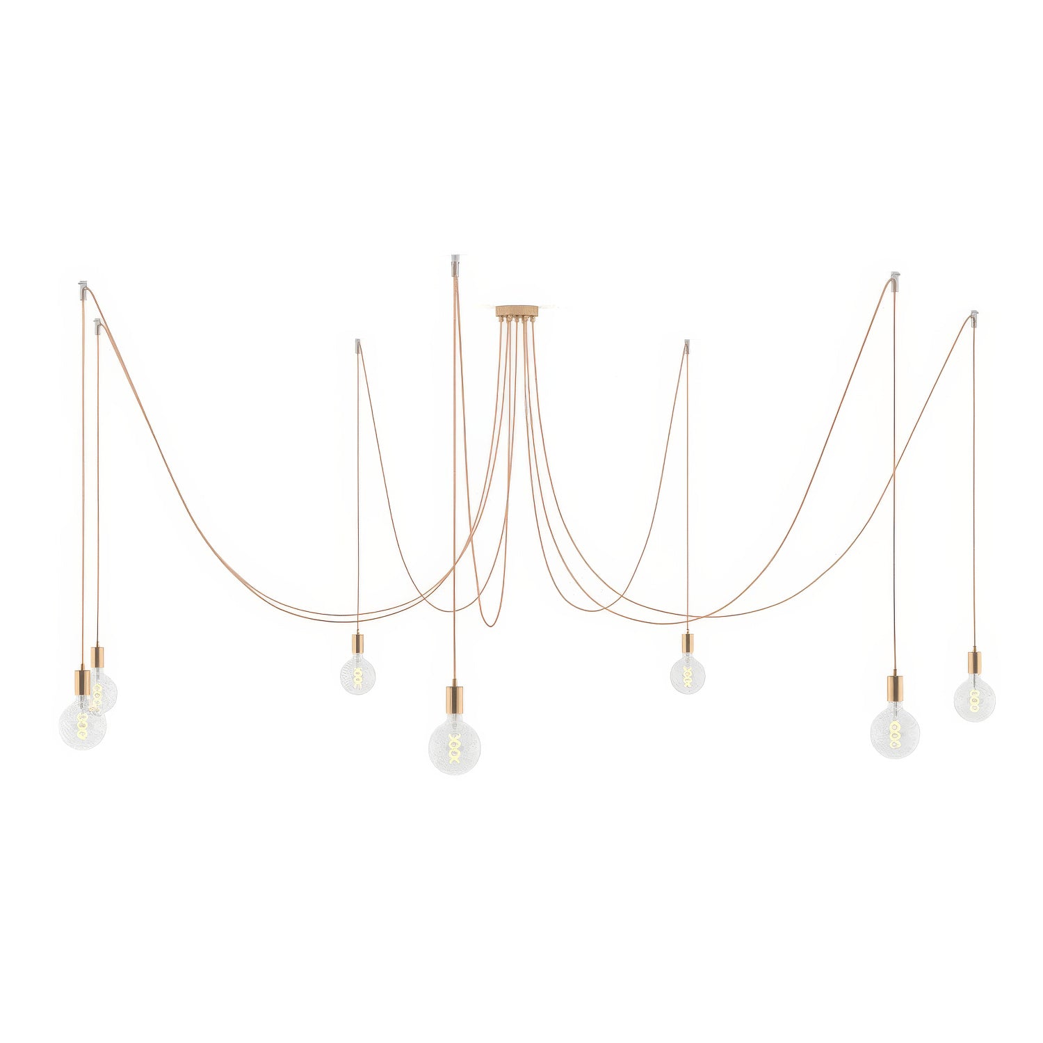 Spider - Lampada a sospensione multipla a 7 cadute con finiture in metallo - Rame
