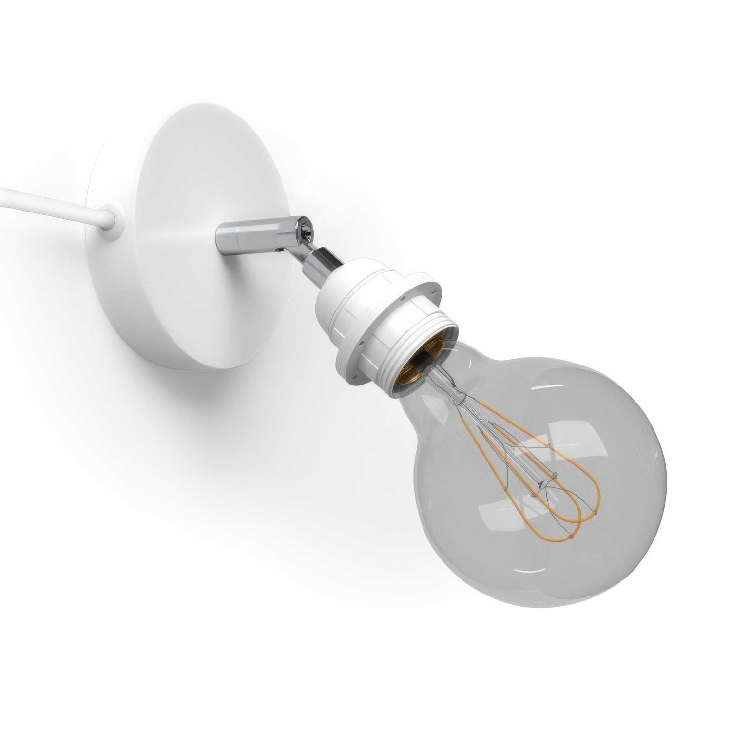 PORTALAMPADA E27 FINO 60W CON ROSONE IN CORDA E ALLUMINIO CAVO 1,5 m 220-240V