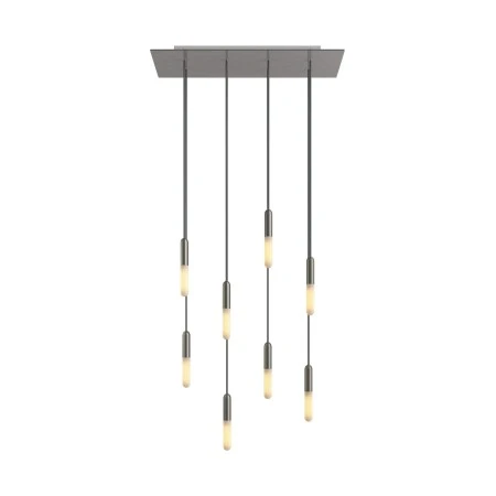 Lampada a sospensione a 8 cadute con XXL Rose-One rettangolare 675 mm completa di cavo tessile e finiture in metallo - Dibond Acciaio satinato