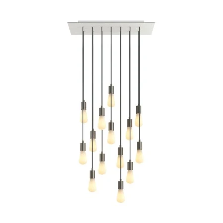 Lampada a sospensione a 14 cadute con XXL Rose-One rettangolare 675 mm completa di cavo tessile e finiture in metallo - Dibond Bianco opaco