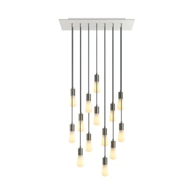Lampada a sospensione a 14 cadute con XXL Rose-One rettangolare 675 mm completa di cavo tessile e finiture in metallo