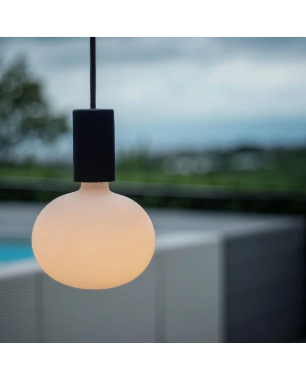 EIVA ELEGANT Lampada a sospensione da esterni con 1,5 m cavo tessile, rosone e portalampada in silicone IP65 waterproof