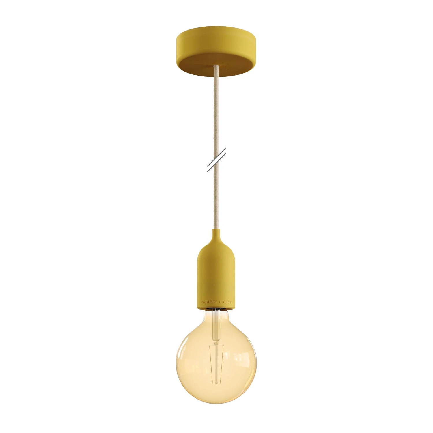 Lampada a sospensione da esterni con 1,5 m cavo tessile, rosone e portalampada in silicone IP65 waterproof - EIVA PASTEL