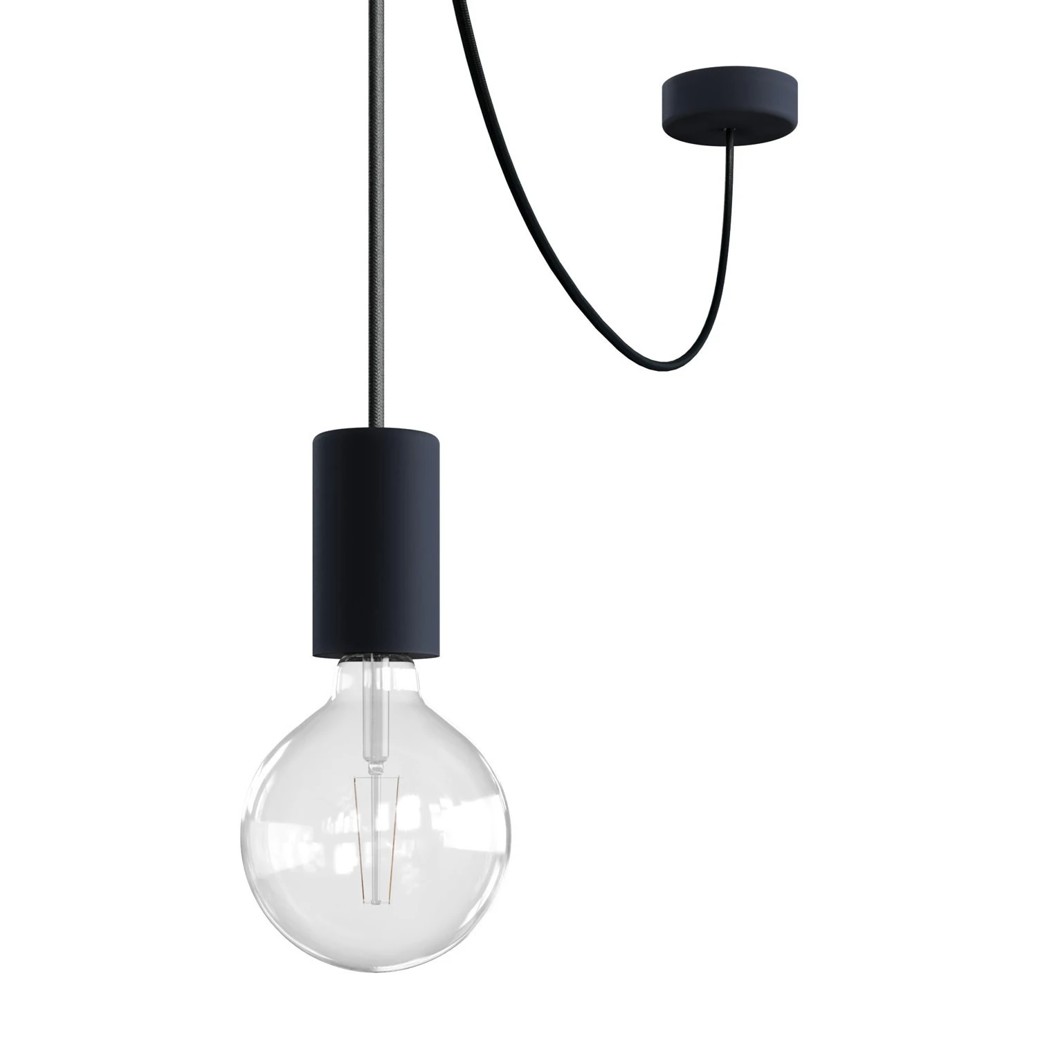 EIVA ELEGANT Lampada a sospensione da esterno con 5 m cavo tessile, decentatore, rosone e portalampada IP65 waterproof