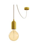 EIVA PASTEL Lampada a sospensione da esterno con 5 m cavo tessile, decentatore, rosone e portalampada IP65 waterproof