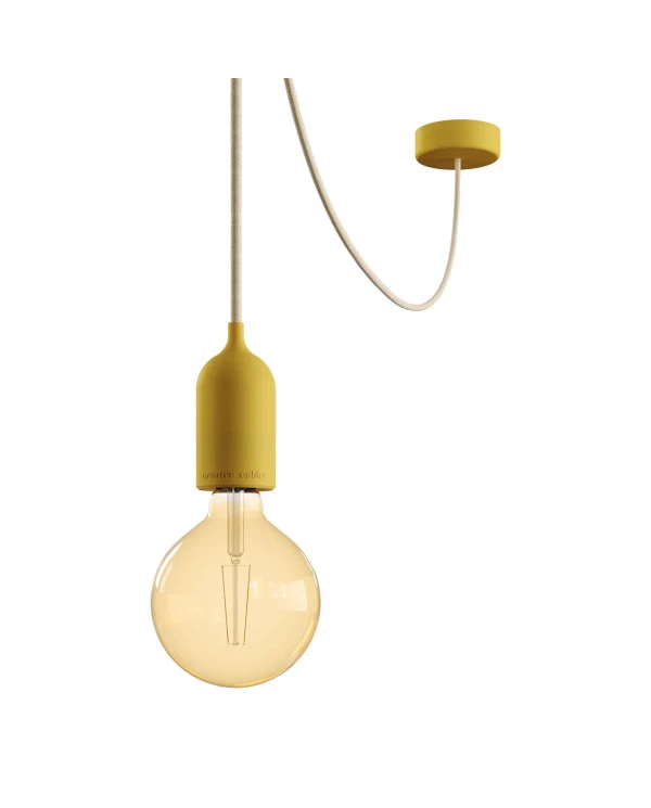 EIVA PASTEL Lampada a sospensione da esterno con 5 m cavo tessile, decentatore, rosone e portalampada IP65 waterproof
