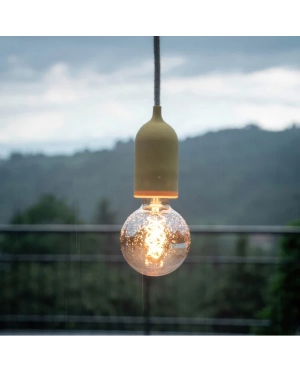 EIVA PASTEL Lampada a sospensione da esterno con 5 m cavo tessile, decentatore, rosone e portalampada IP65 waterproof