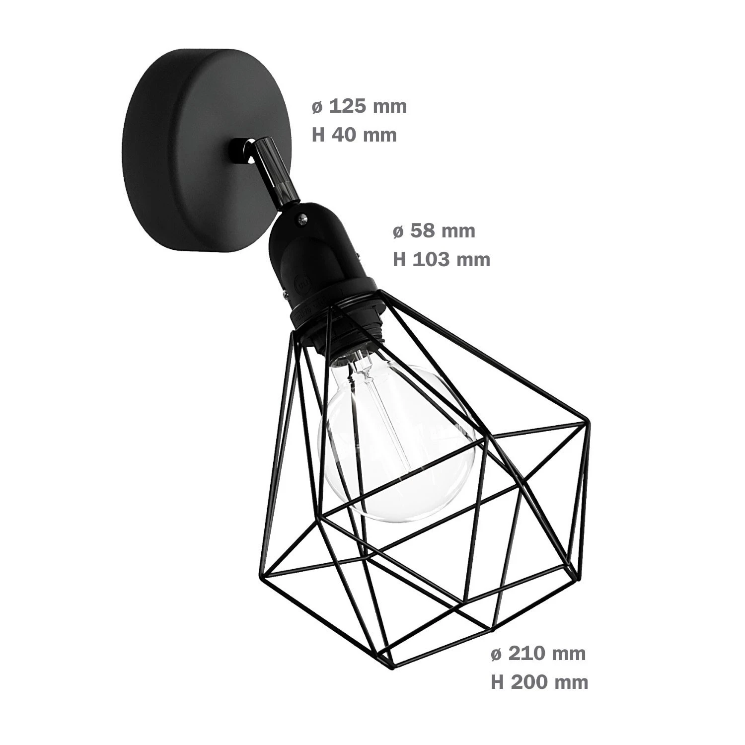 Fermaluce EIVA con snodo orientabile, paralume Diamond e portalampada IP65 waterproof