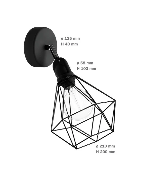 Fermaluce EIVA con snodo orientabile, paralume Diamond e portalampada IP65 waterproof