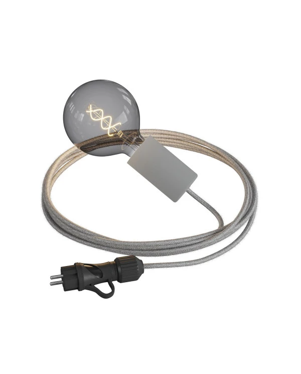 Snake Eiva Elegant, lampada portatile per esterni, 5 m cavo tessile, portalampada IP65 waterproof e spina