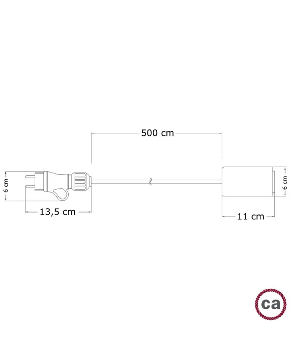 Snake Eiva Elegant, lampada portatile per esterni, 5 m cavo tessile, portalampada IP65 waterproof e spina