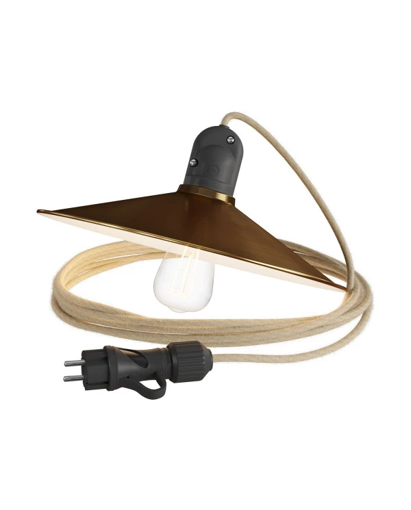 Snake Eiva con paralume Swing, lampada portatile per esterni, 5 m cavo tessile, portalampada IP65 waterproof e spina