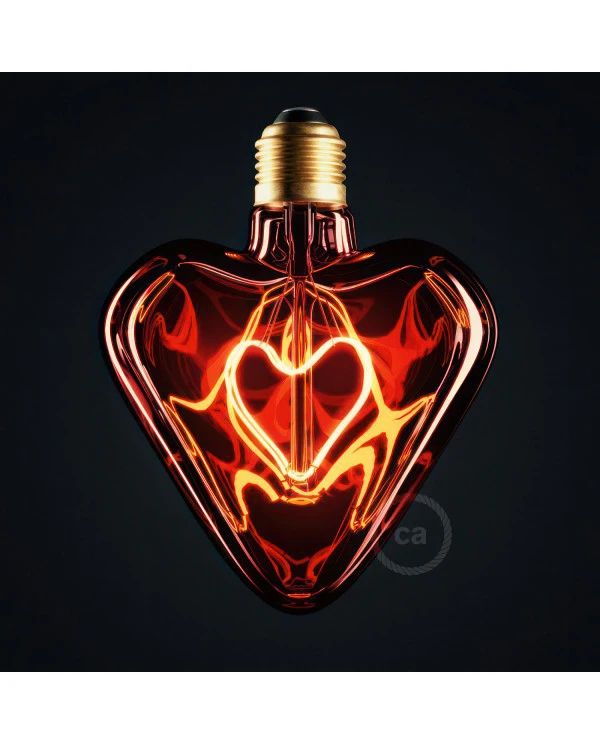 Lampadina LED Cuore Rosso 5W 150Lm E27 Decorativa 2000K Dimmerabile