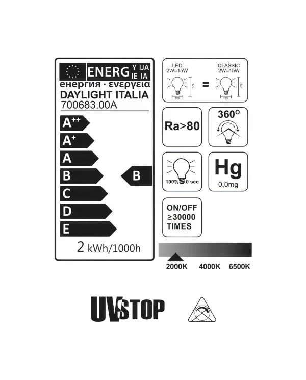 Lampadina LED Milleluci Dorata Globo G125 2W 40Lm E27 2000K