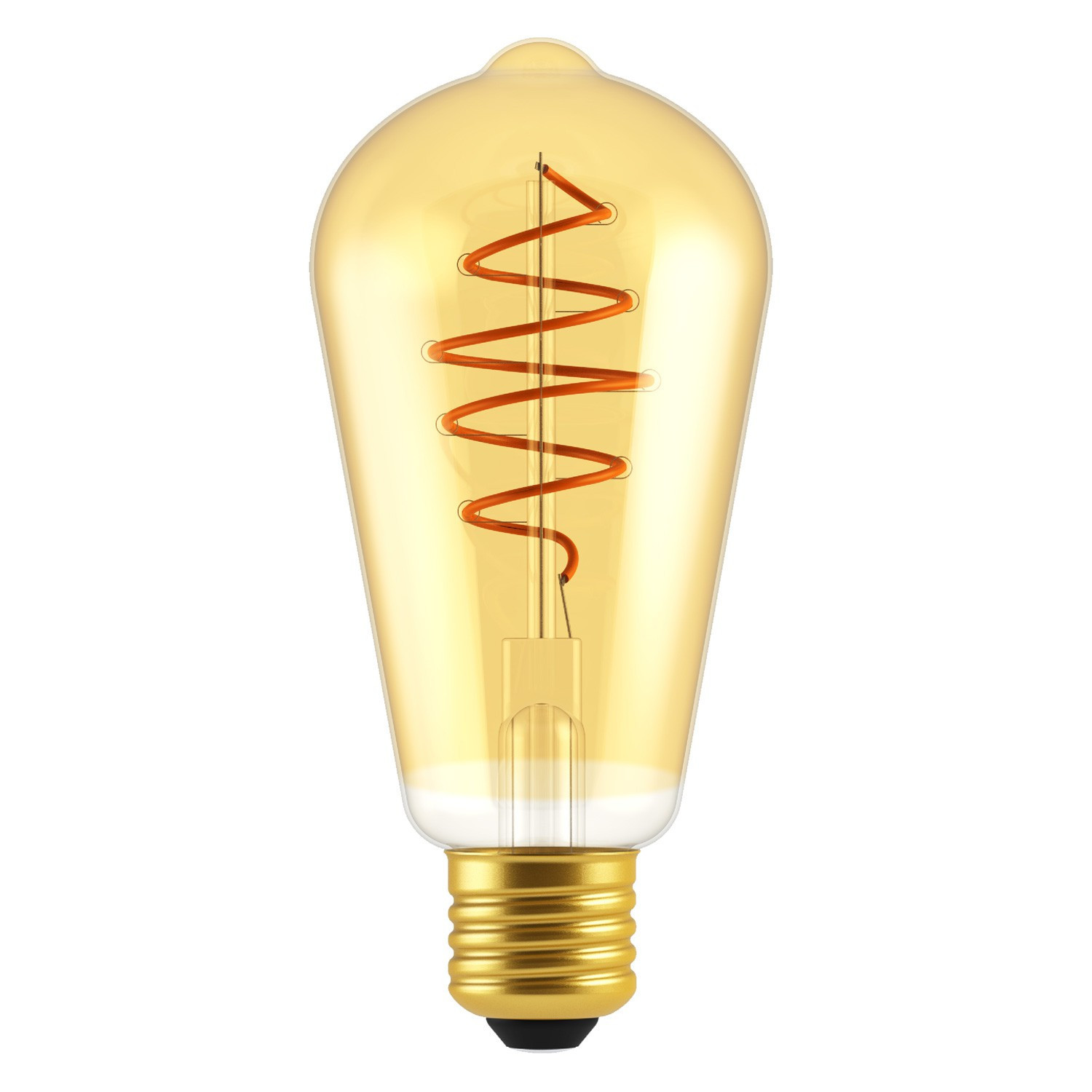 Lampadina LED Dorata Edison ST64 Linea Croissant con filamento a Spirale 5W 250Lm E27 2000K Dimmerabile