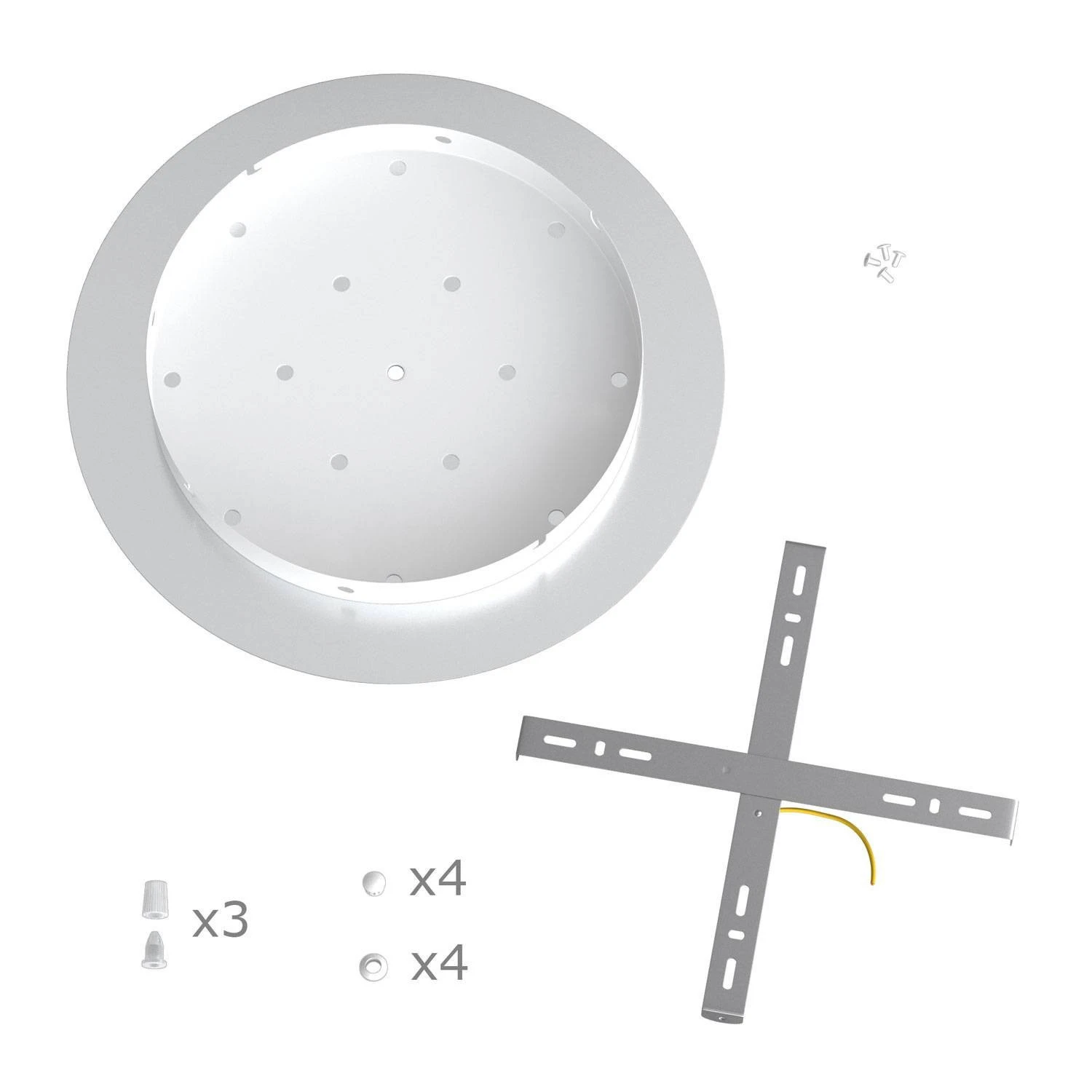 Rosone XXL Rose-One rotondo, diametro 400 mm con 3 fori in linea e 4 fori laterali - PROMO