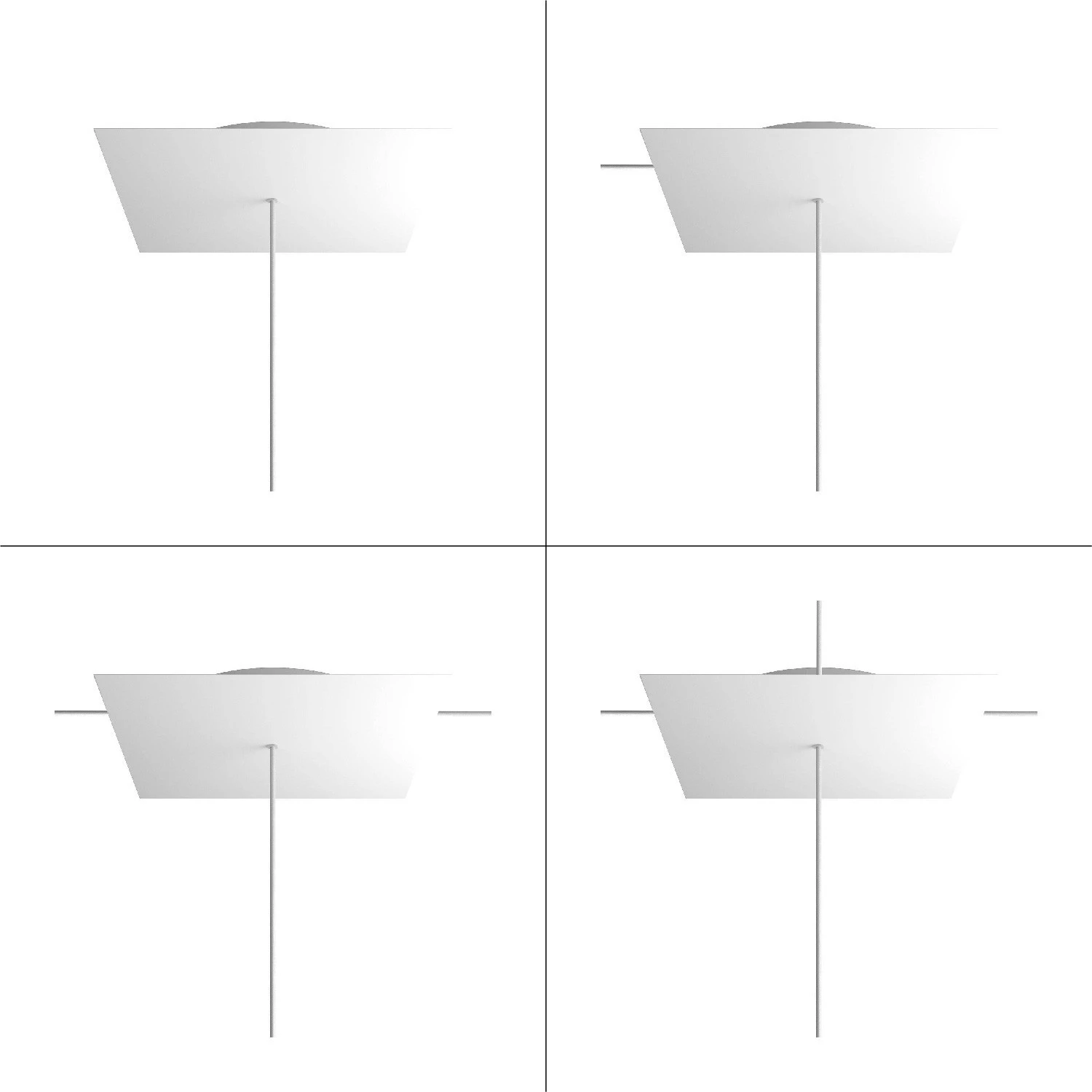 Rosone XXL quadrato, 40 cm, 1 foro e 4 laterali - Rose-One