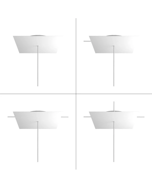 Rosone XXL quadrato, 40 cm, 1 foro e 4 laterali - Rose-One