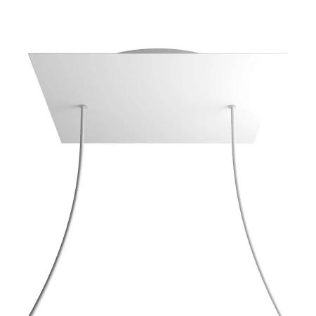 Rosone XXL Rose-One quadrato, 400 mm con 2 fori e 4 fori laterali - Bianco opaco