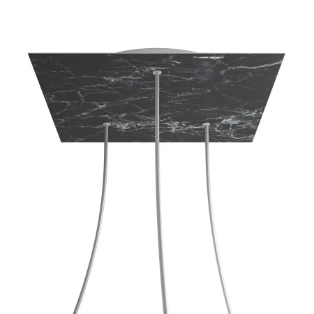 Rosone XXL Rose-One quadrato, 400 mm con 3 fori e 4 fori laterali - Marmo Marquina