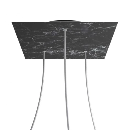 Rosone XXL Rose-One quadrato, 400 mm con 3 fori e 4 fori laterali - Marmo Marquina