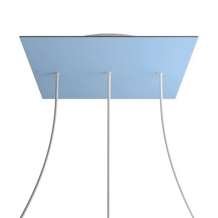 Rosone XXL Rose-One quadrato, 400 mm con 3 fori in linea e 4 fori laterali - Blu carta da zucchero