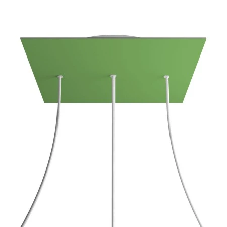 Rosone XXL Rose-One quadrato, 400 mm con 3 fori in linea e 4 fori laterali - Verde prato