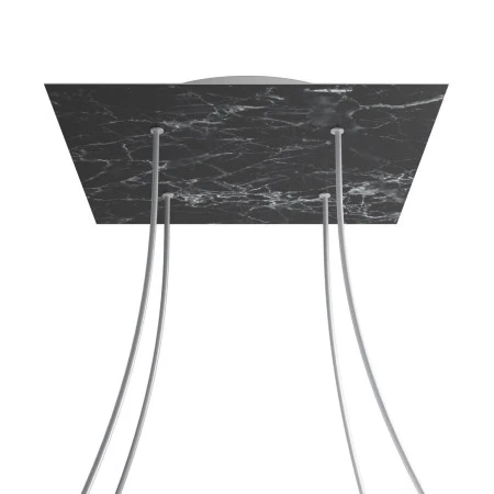 Rosone XXL Rose-One quadrato, 400 mm con 4 fori e 4 fori laterali - Marmo Marquina