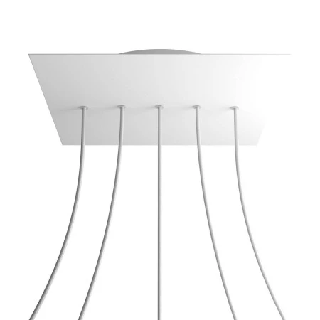 Rosone XXL Rose-One quadrato, 400 mm con 5 fori in linea e 4 fori laterali - Bianco opaco