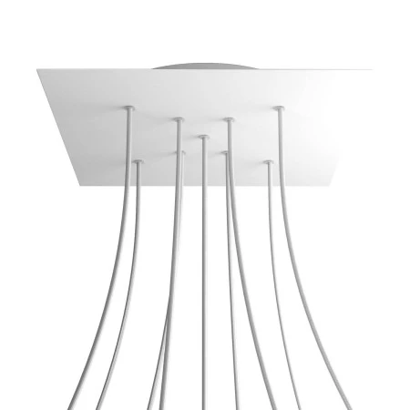 Rosone XXL Rose-One quadrato, 400 mm con 9 fori a X e 4 fori laterali - Bianco opaco