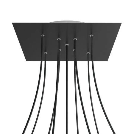 Rosone XXL Rose-One quadrato, 400 mm con 9 fori a X e 4 fori laterali - Nero opaco