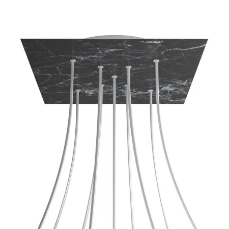 Rosone XXL Rose-One quadrato, 400 mm con 9 fori a X e 4 fori laterali - Marmo Marquina