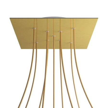 Rosone XXL Rose-One quadrato, 400 mm con 9 fori a X e 4 fori laterali - Dibond Ottone satinato