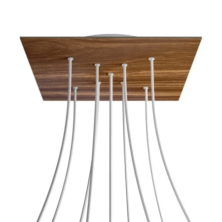 Rosone XXL Rose-One quadrato, 400 mm con 9 fori a X e 4 fori laterali - Legno