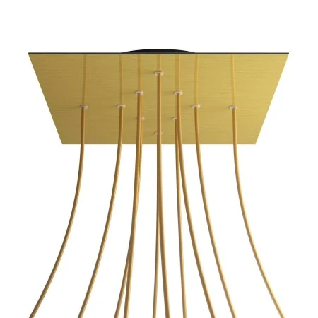Rosone XXL Rose-One quadrato, 400 mm con 10 fori e 4 fori laterali - Dibond Ottone satinato