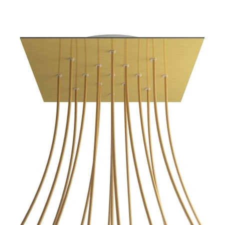 Rosone XXL Rose-One quadrato, 400 mm con 15 fori e 4 fori laterali - Dibond Ottone satinato