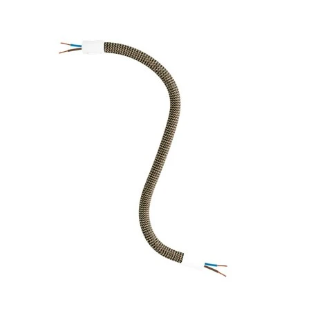 Kit Creative Flex tubo flessibile di estensione rivestito in tessuto RZ24 Nero e Oro con terminali metallici - Bianco opaco