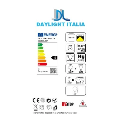 Lampadina LED SMART WI-FI Globo G125 Trasparente 6,5W 806Lm E27 1800÷3000K Dimmerabile