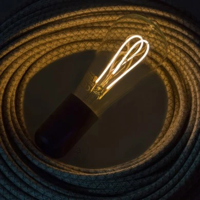 Lampadina LED Trasparente Edison ST64 filamento Curvo a Doppio Loop 5W 280Lm E27 2200K Dimmerabile