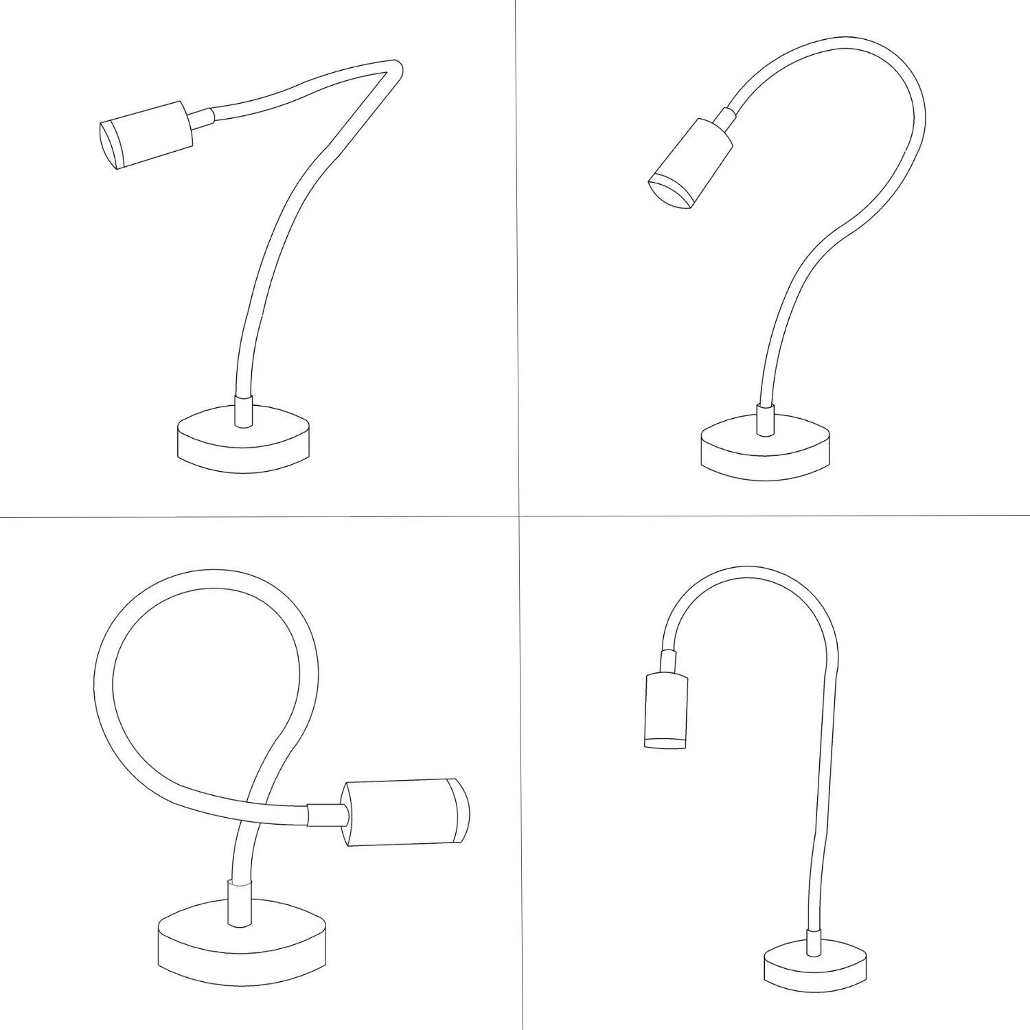 Table Flex GU1d0 lampada da tavolo snodabile con mini faretto LED e spina a 2 poli