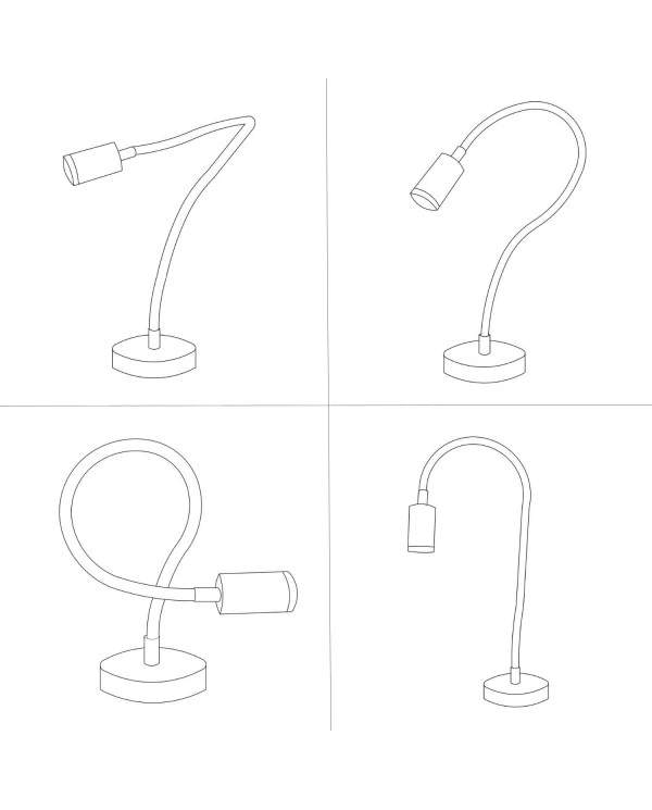 Table Flex GU1d0 lampada da tavolo snodabile con mini faretto LED e spina a 2 poli