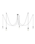 Spider - Lampada a sospensione multipla a 5 cadute Made in Italy completa di cavo tessile e finiture in metallo