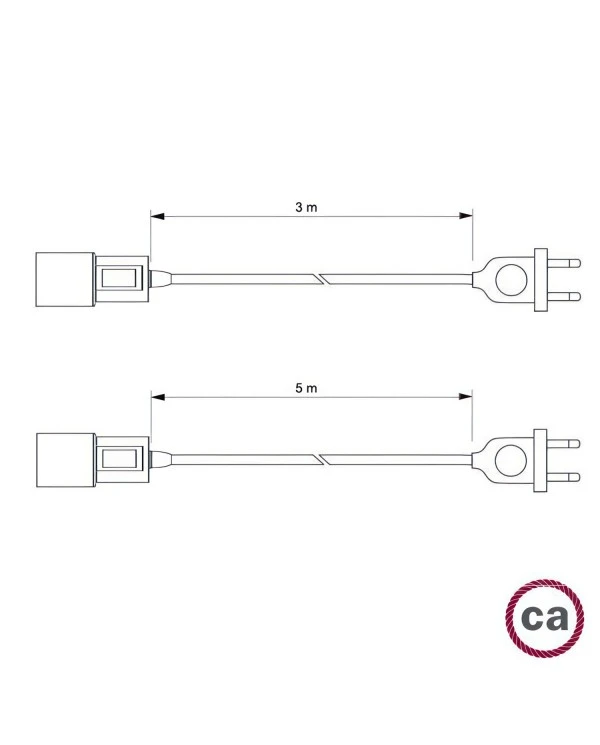 Snake Twisted per paralume - Lampada plug-in con cavo trecciato in tessuto