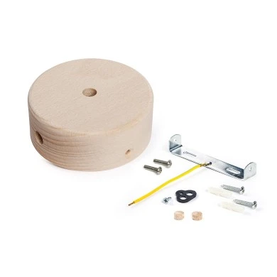 Kit Mini rosone cilindrico in legno a 1 foro centrale e 2 laterali